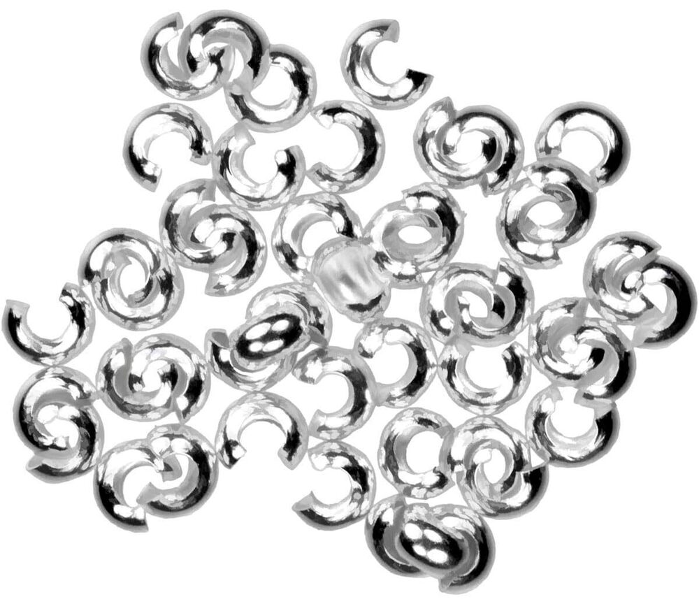 2229 48 Sterling Silver 3mm Crimp Covers